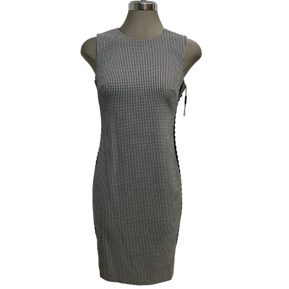 New Calvin Klein Elegant Houndstooth Timeless Sheath Dress - Picture 2 of 7